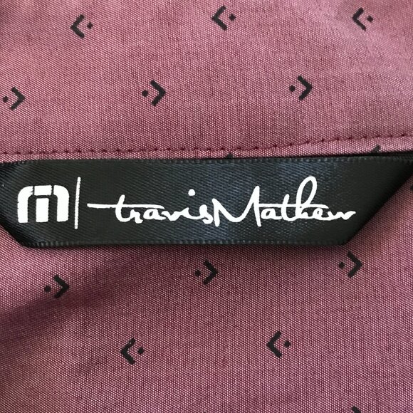 Travis Mathew Shirt Men XXL Purple Geometric Button Up Pocket Short Sleeve 17435 - Picture 3 of 13
